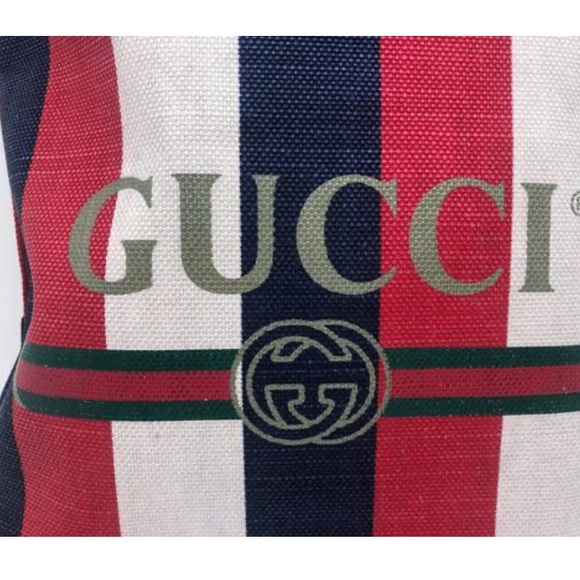 Gucci New Drawstring Logo Stripes Signature Backpack/ Tote - Picture 12 of 12